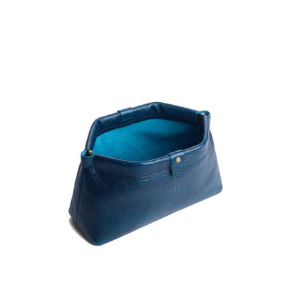 Caspian | Leather pouch with frame top closure and leather pull tab