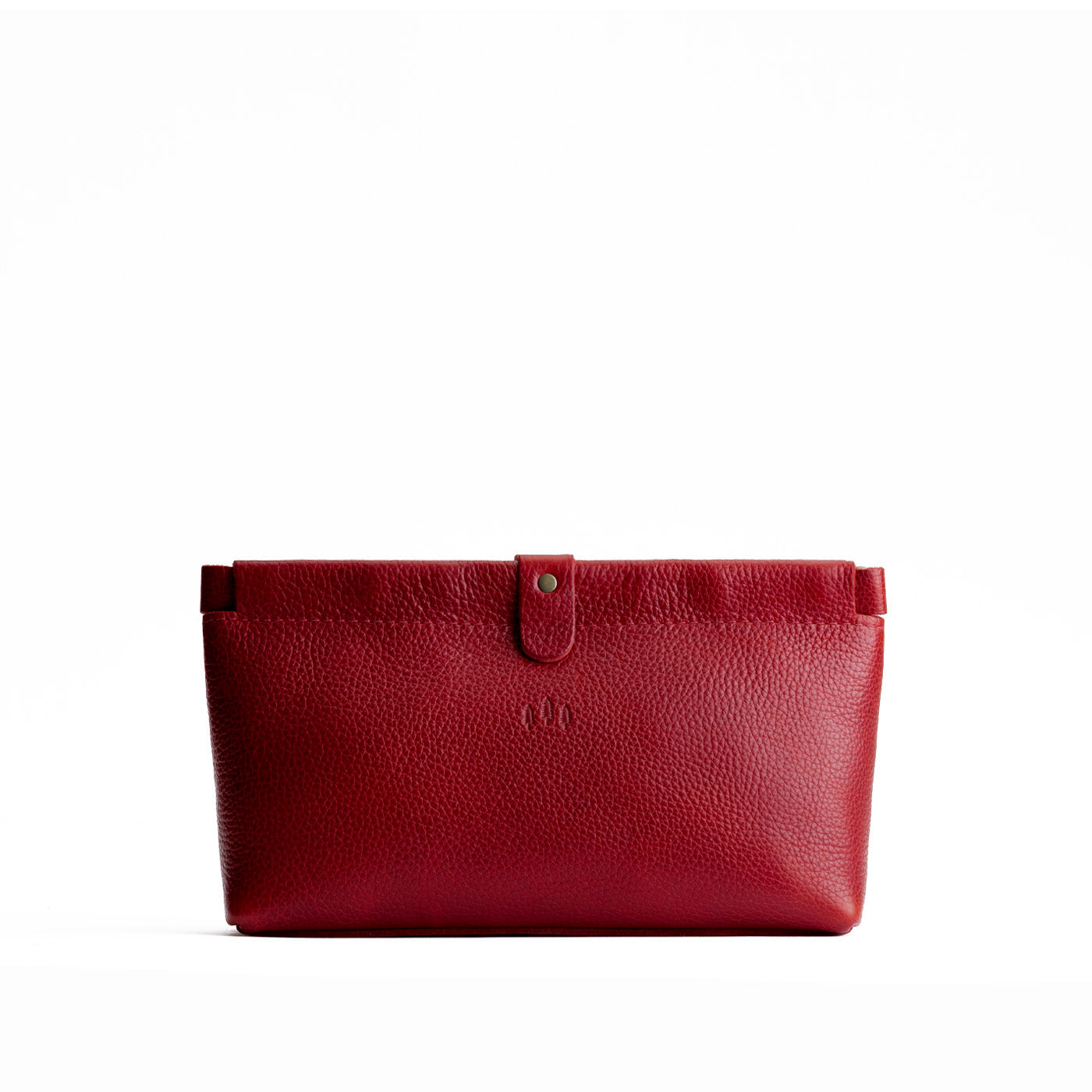 Chili Red | Leather pouch with frame top closure and leather pull tab