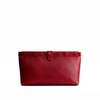 Chili Red | Leather pouch with frame top closure and leather pull tab