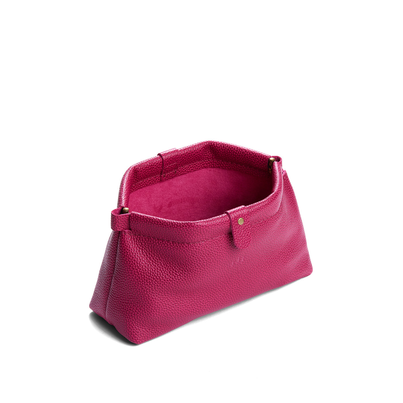 Cosmo | Leather pouch with frame top closure and leather pull tab