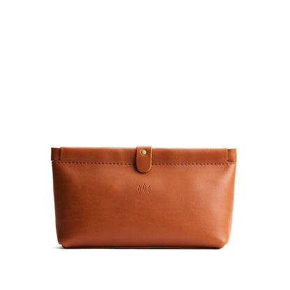 Honey | Leather pouch with frame top closure and leather pull tab