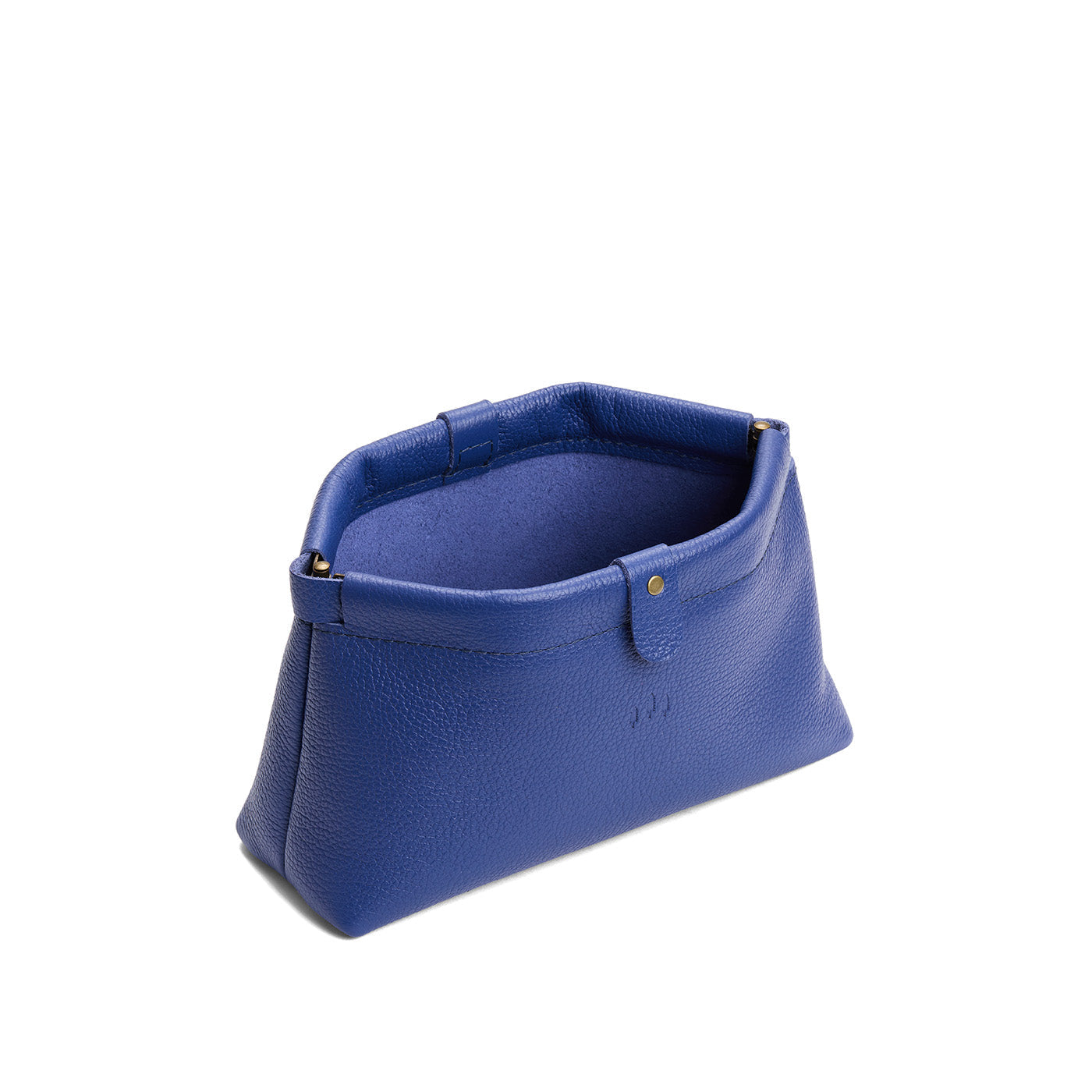 Molino Blue | Leather pouch with frame top closure and leather pull tab
