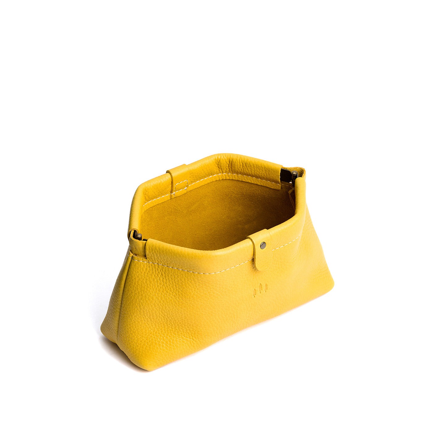 Naples | Leather pouch with frame top closure and leather pull tab
