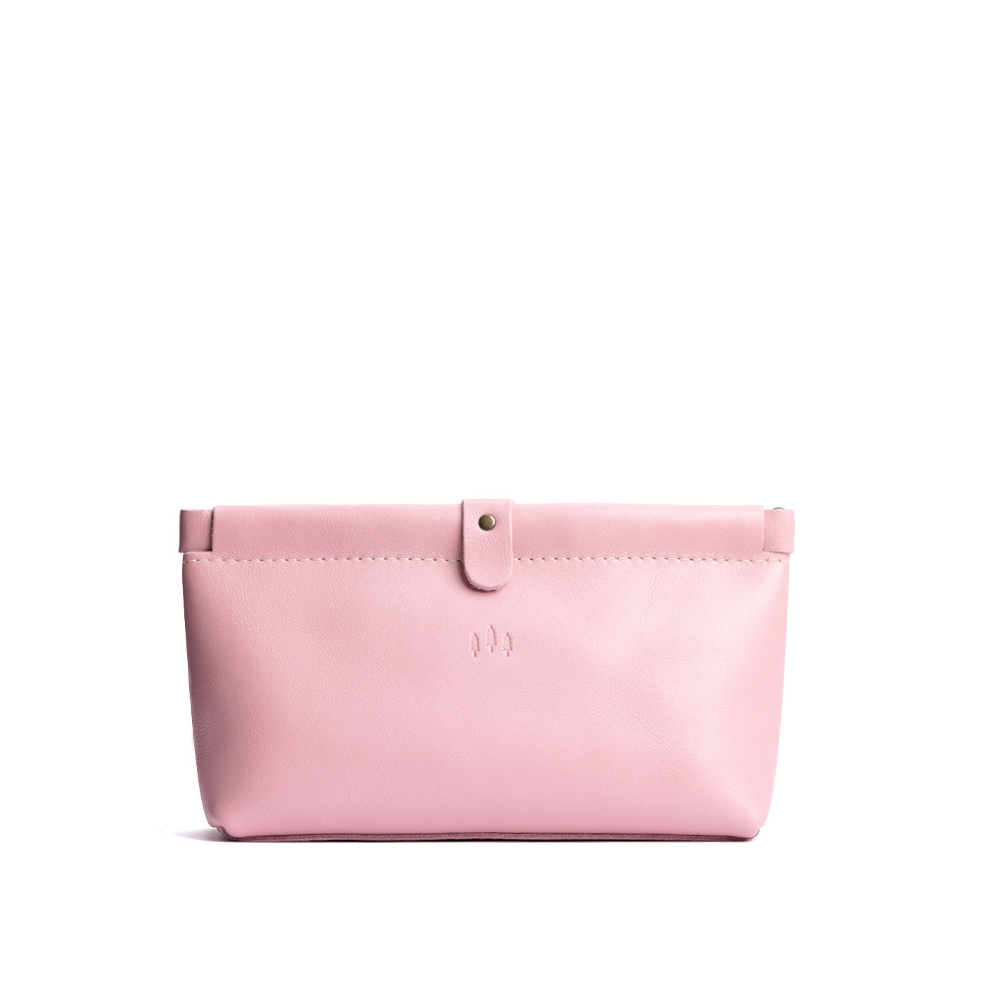 Vintage Pink | Leather pouch with frame top closure and leather pull tab