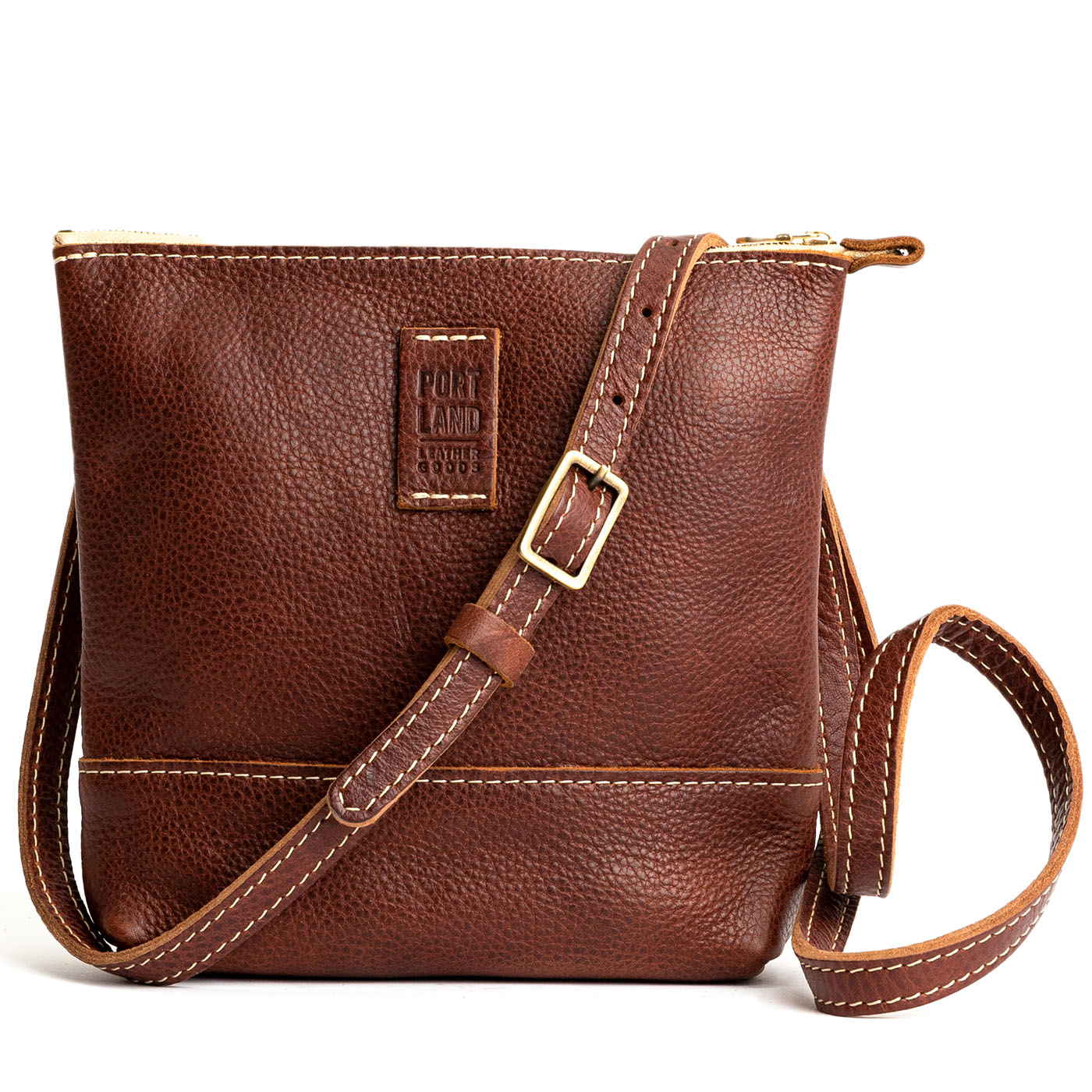 Nutmeg | Small rectangular crossbody purse with top zipper and interior pocket