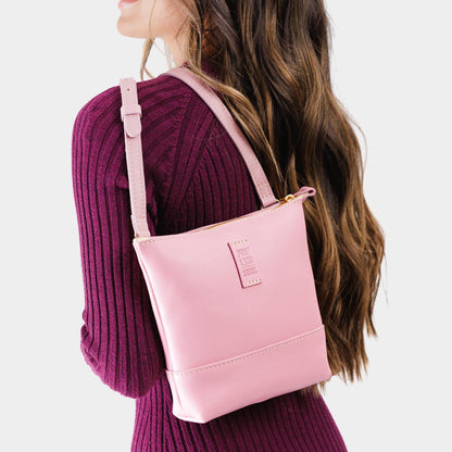 Vintage Pink | Small rectangular crossbody purse with top zipper and interior pocket
