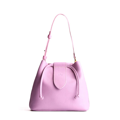 Calla Lily*Large | Symmetrical leather bag with leather drawstring closure and adjustable shoulder strap