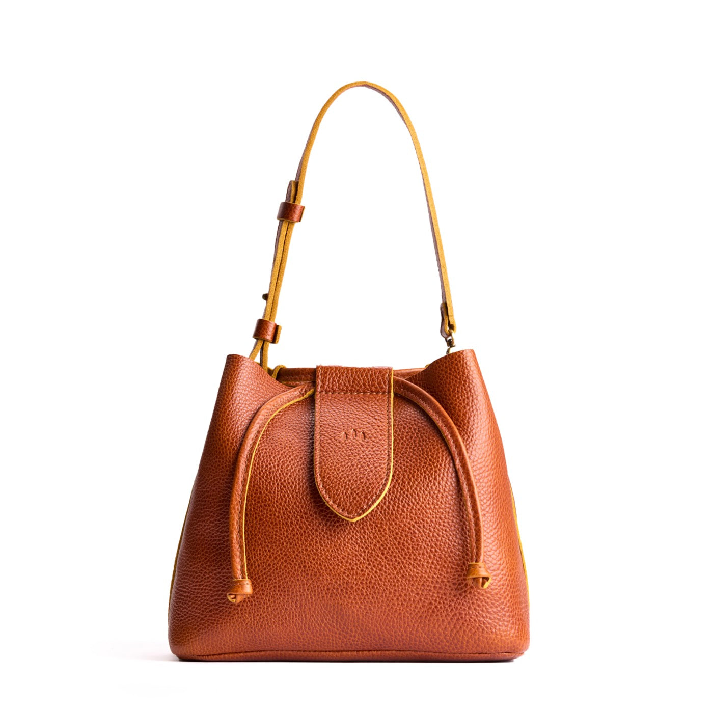 Sienna*Large | Symmetrical leather bag with leather drawstring closure and adjustable shoulder strap