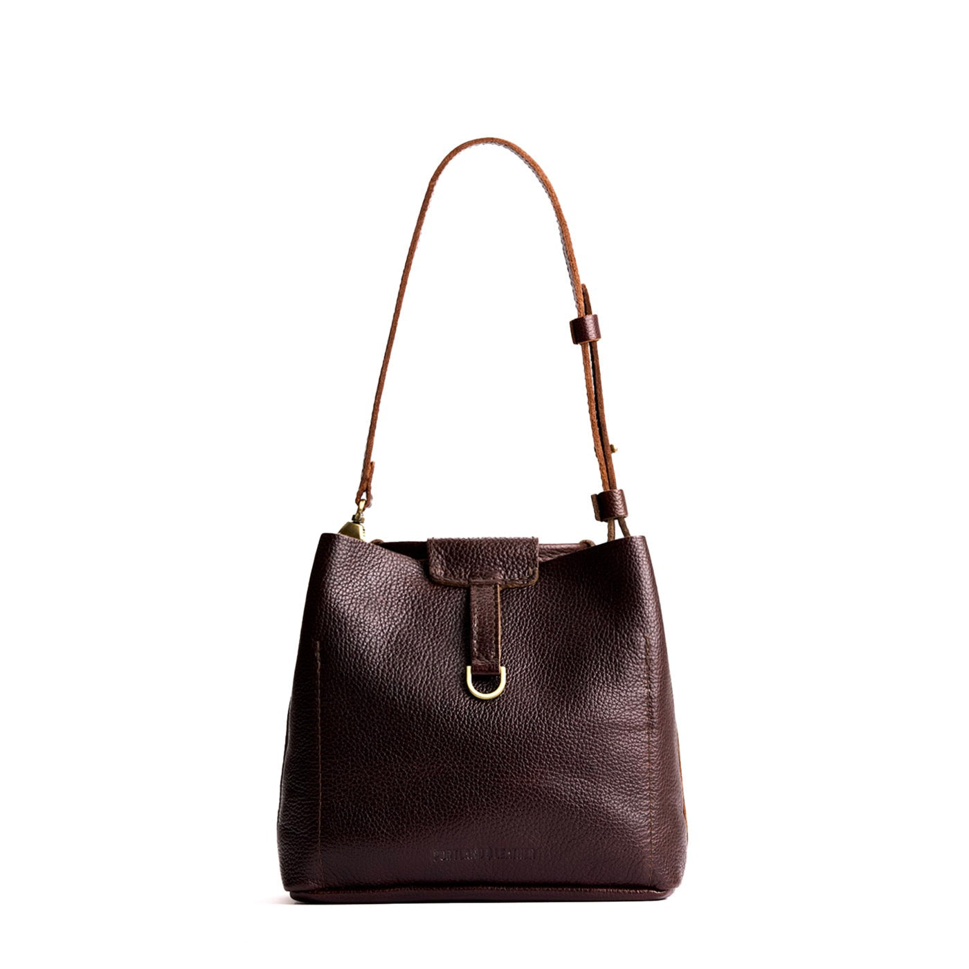 Coldbrew*Small | Symmetrical leather bag with leather drawstring closure and back ring for accessories