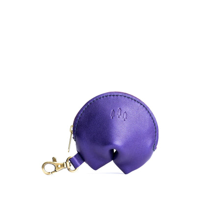 Amethyst | Leather fortune cookie shaped keychain pouch