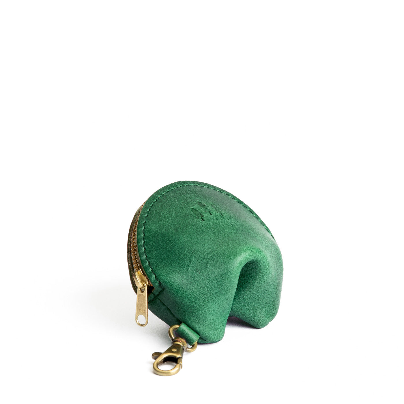 All Color: Cowboy Mint | Leather fortune cookie shaped keychain pouch