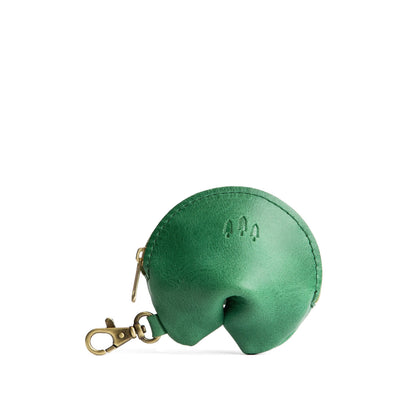 All Color: Cowboy Mint | Leather fortune cookie shaped keychain pouch