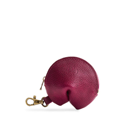 Orchid | Leather fortune cookie shaped keychain pouch