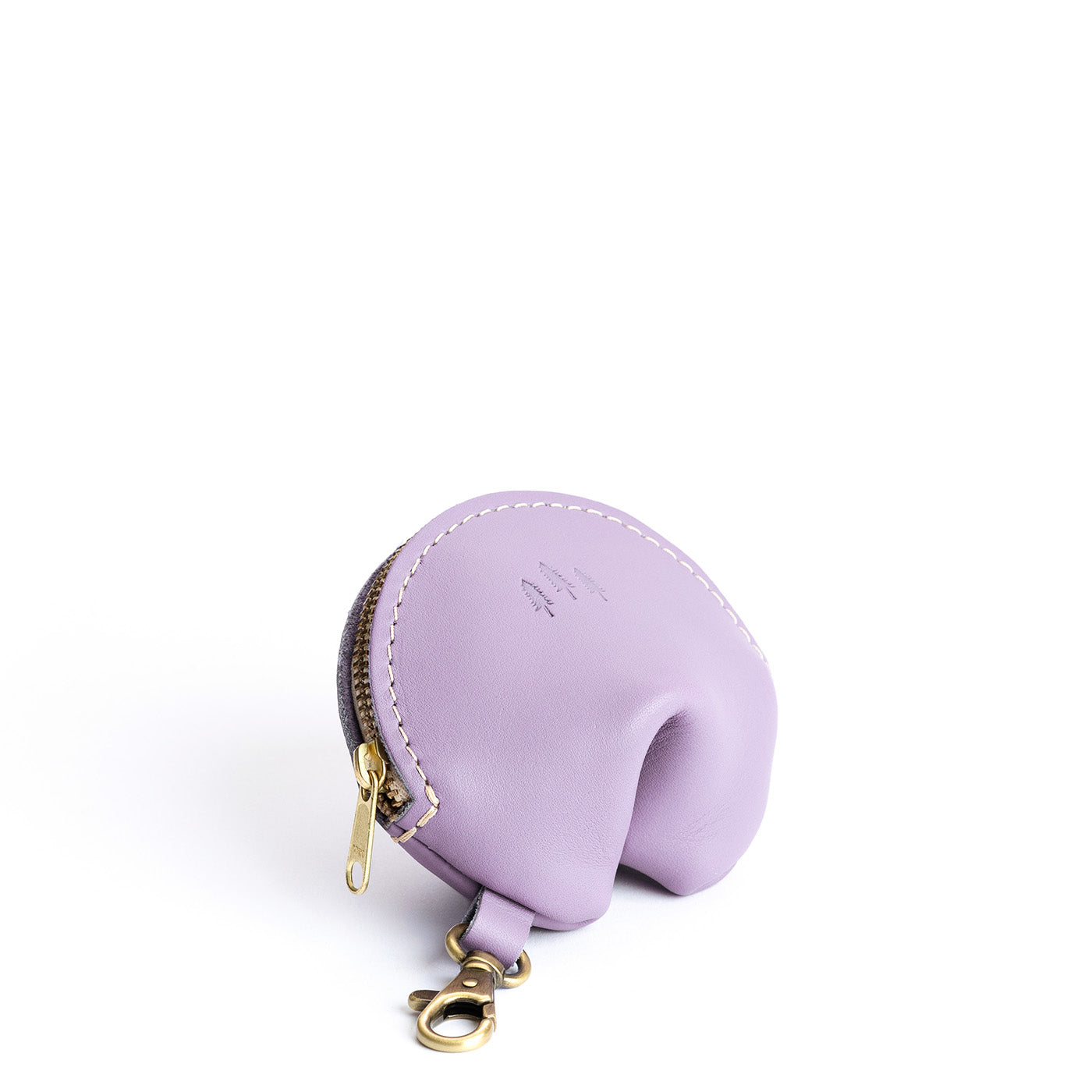 All Color: Lavender | Leather fortune cookie shaped keychain pouch