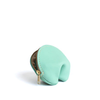 Mint | Leather fortune cookie shaped pouch