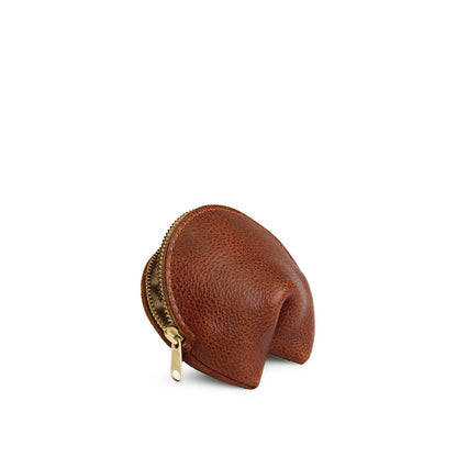 Nutmeg | Leather fortune cookie shaped pouch