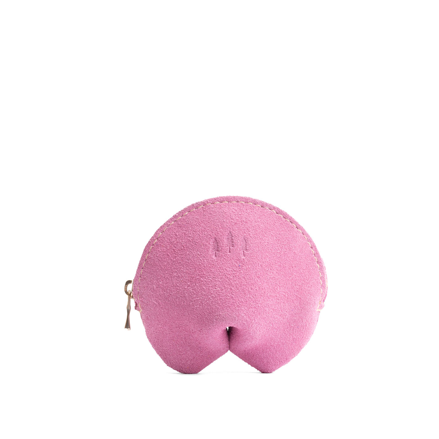 Pink Suede | Leather fortune cookie shaped pouch