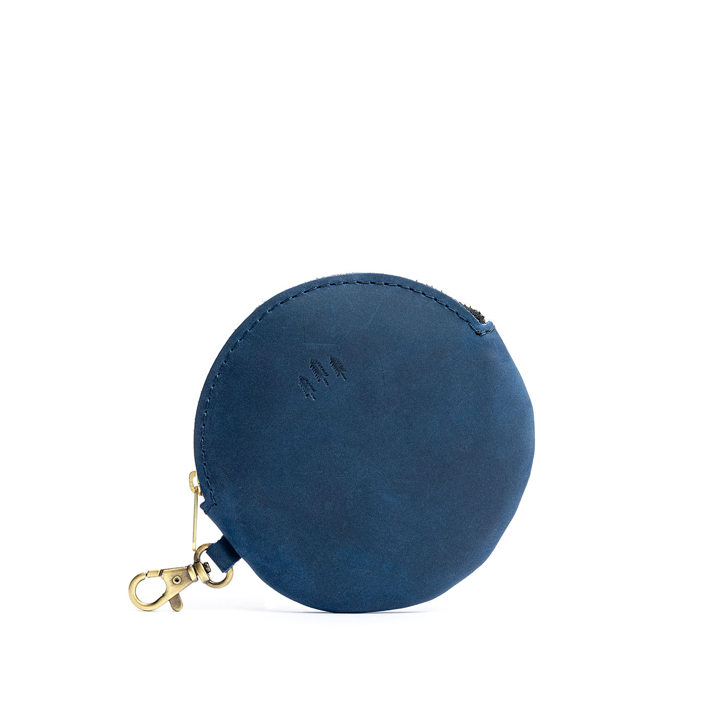 All Color: Deep Water | Leather flat round keychain pouch
