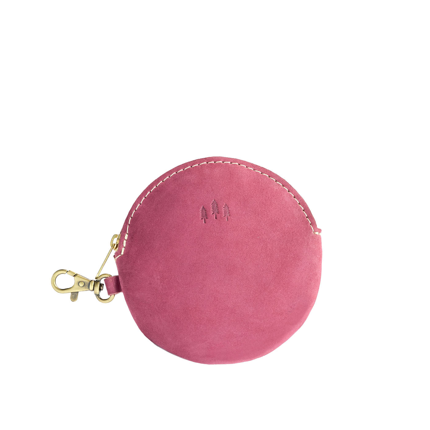 All Color: Foxglove | Leather flat round keychain pouch