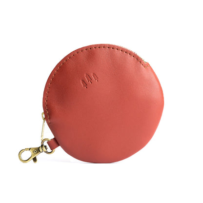 All Color: Hot Pot | Leather flat round keychain pouch