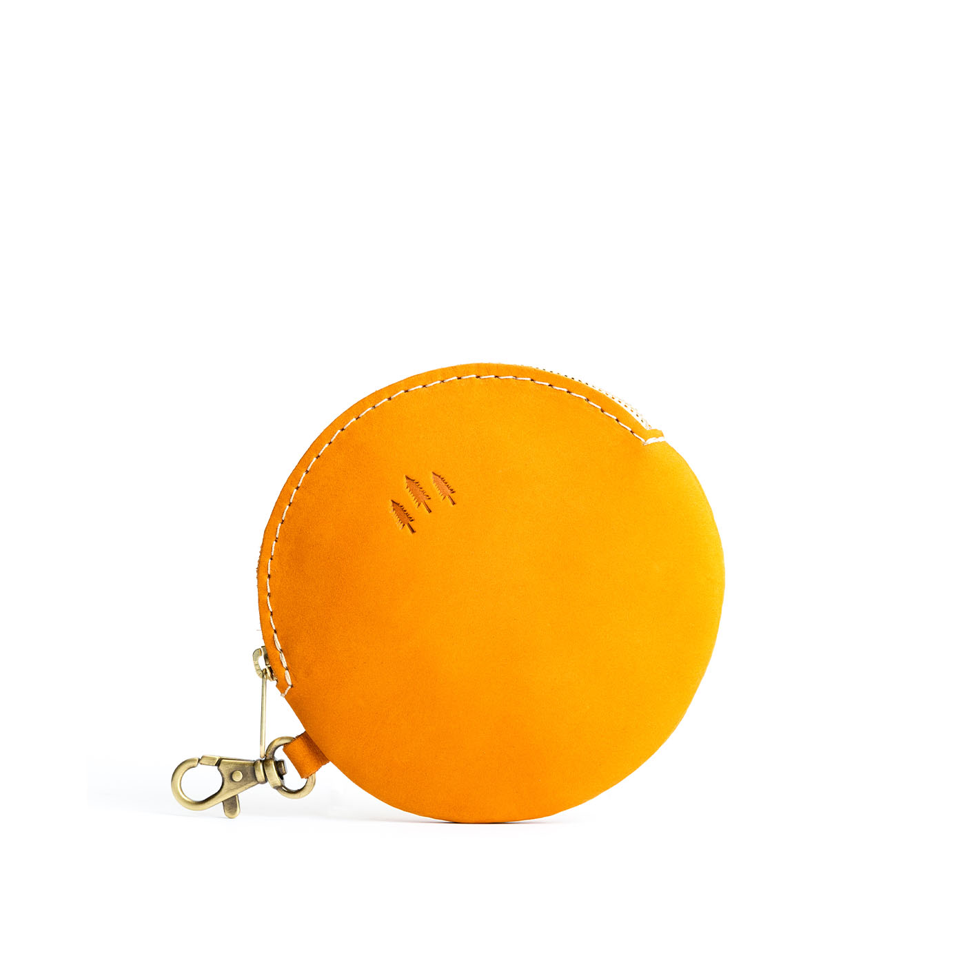 All Color: Turmeric | Leather flat round keychain pouch