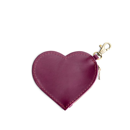 Lollipop | Heart-shaped leather pouch keychain with zipper top and lobster clasp