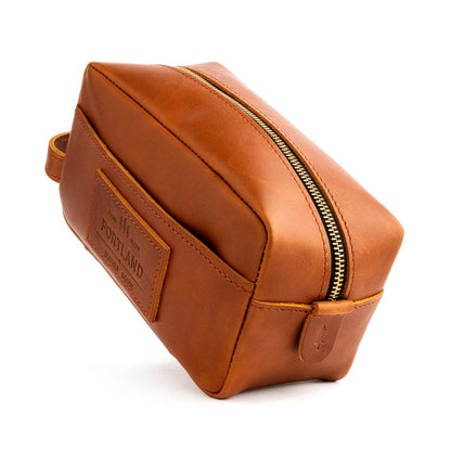 Honey | Large rectangular leather dopp kit