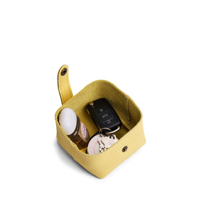 Butter Bliss | Foldable square leather pouch with snap closure closed