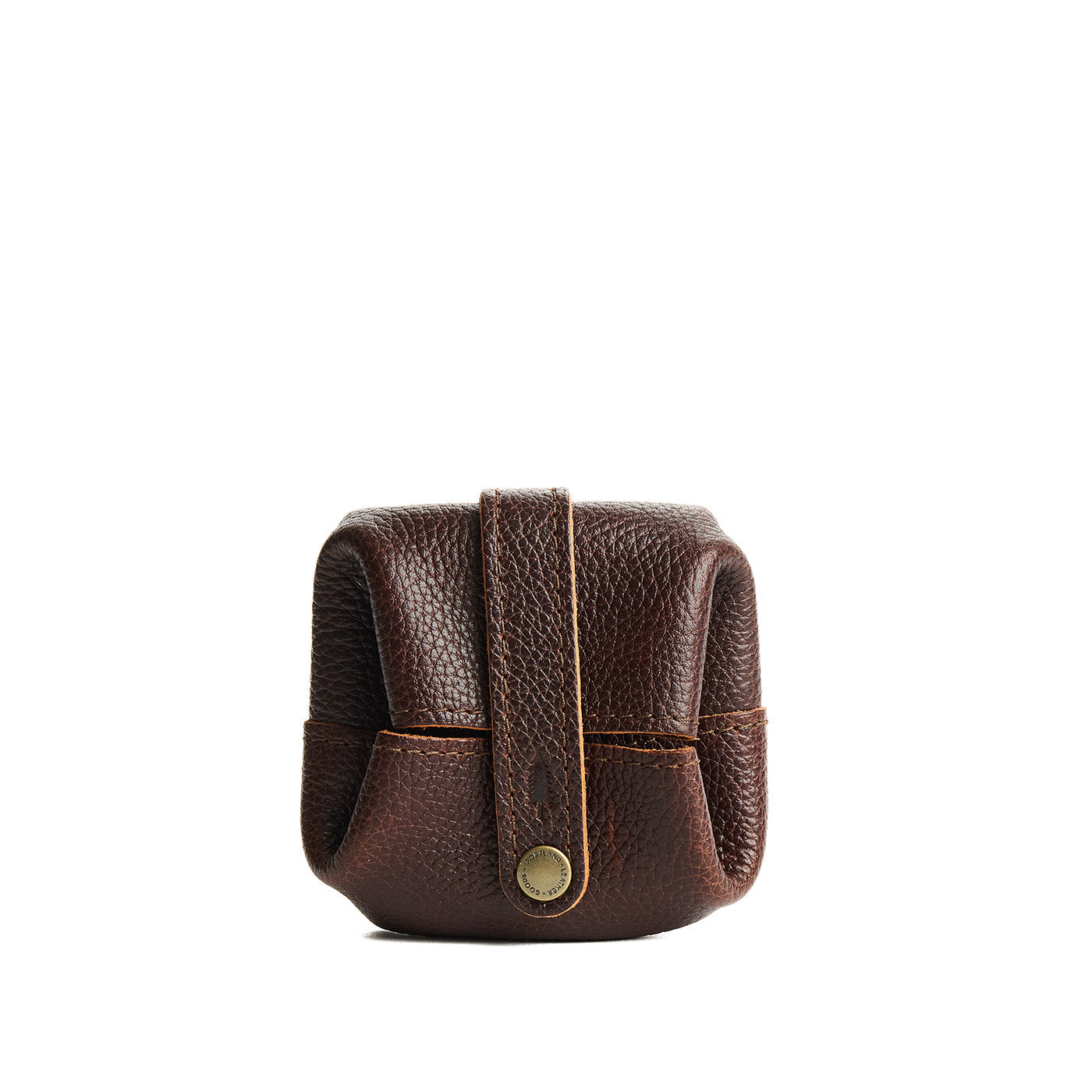 Coldbrew | Foldable square leather pouch with snap closure closed