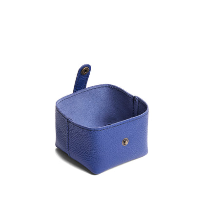 Molino Blue | Foldable square leather pouch with snap closure closed