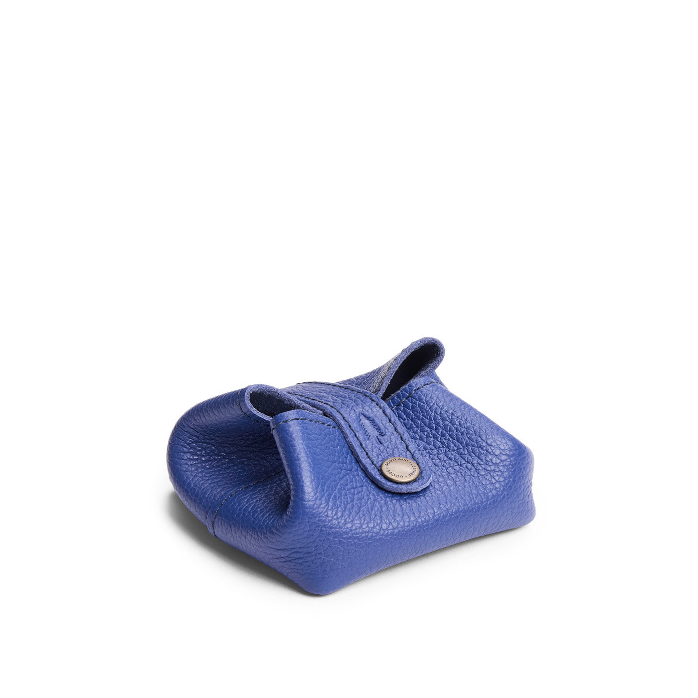 Molino Blue | Foldable square leather pouch with snap closure closed
