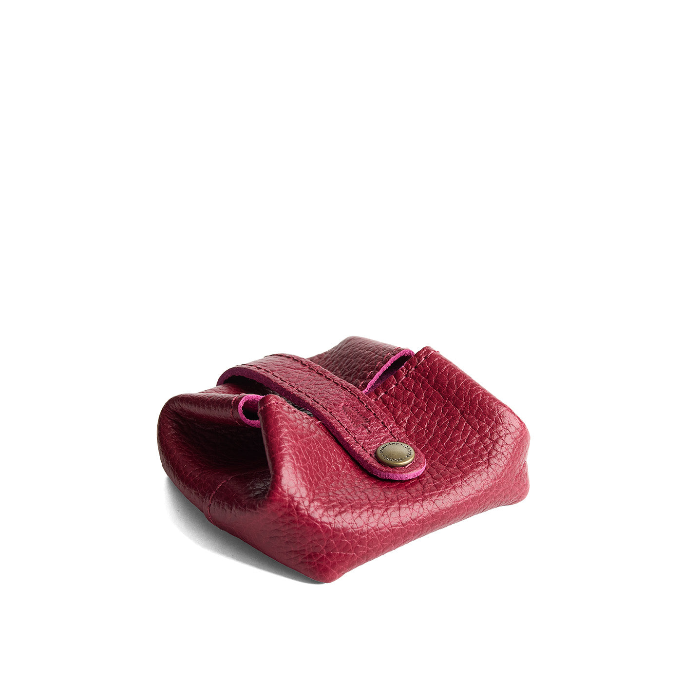 Orchid | Foldable square leather pouch with snap closure closed