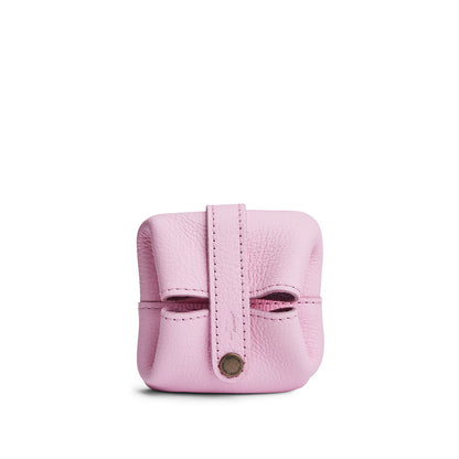 Pinkaboo | Foldable square leather pouch with snap closure closed