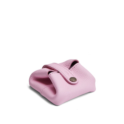 Pinkaboo | Foldable square leather pouch with snap closure closed