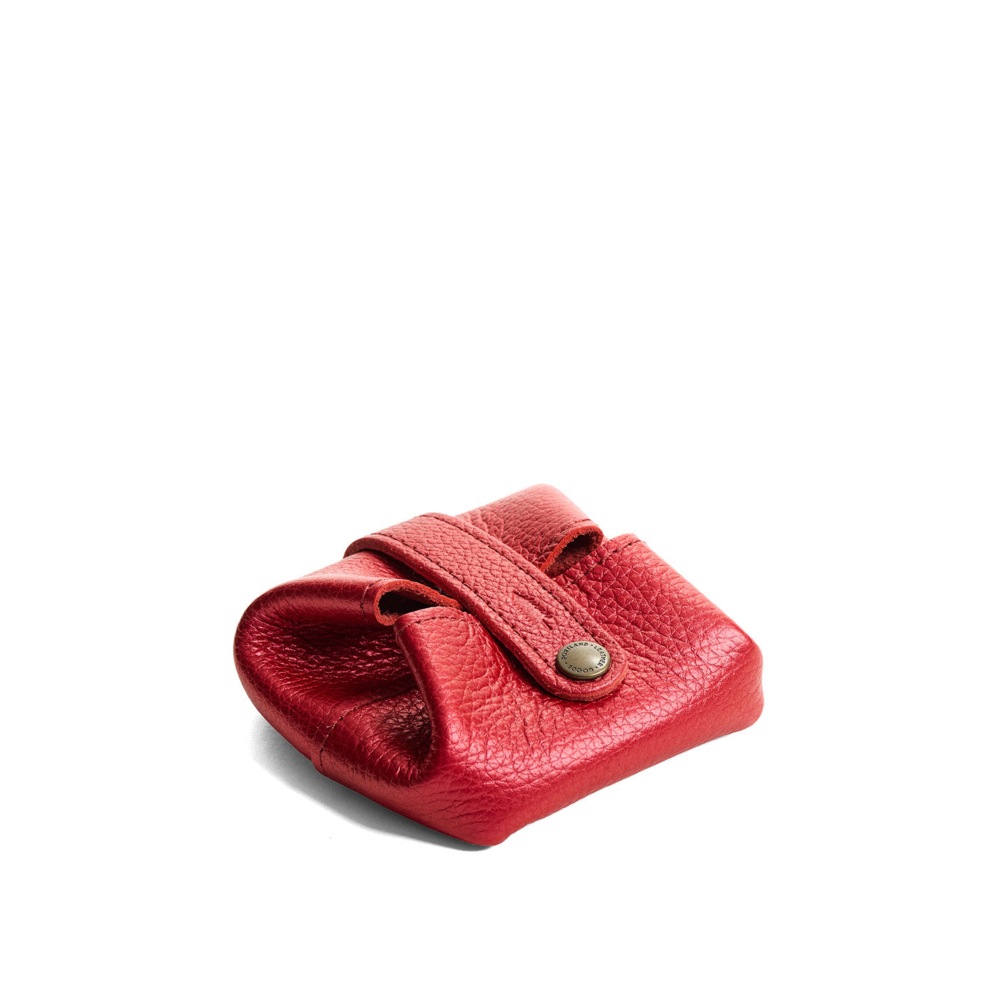 Reba Red | Foldable square leather pouch with snap closure closed
