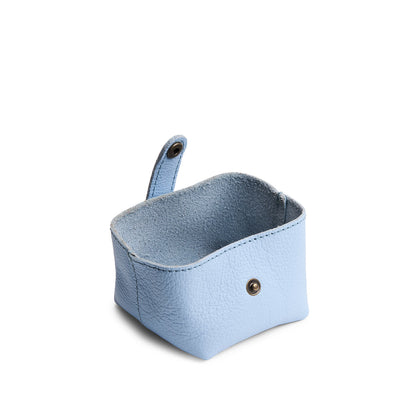 Skyway | Foldable square leather pouch with snap closure open