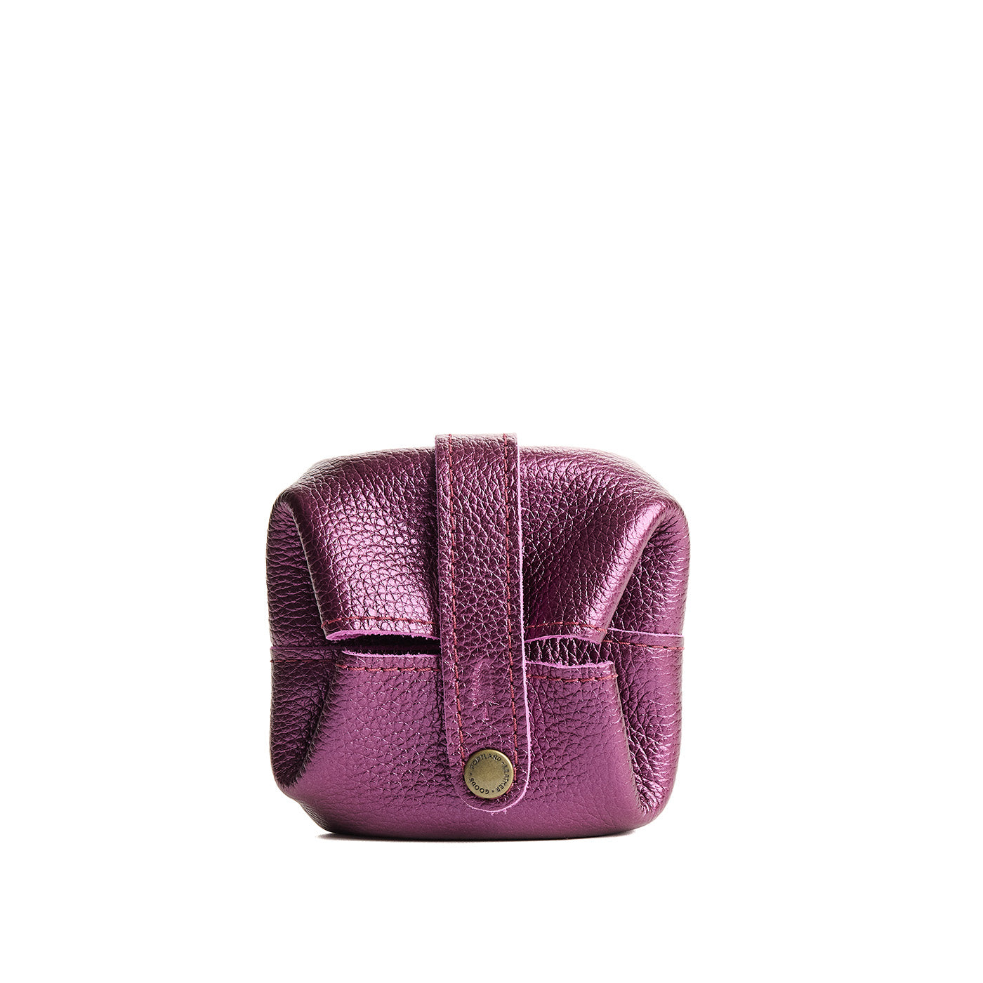 Ultra Violet | Foldable square leather pouch with snap closure closed