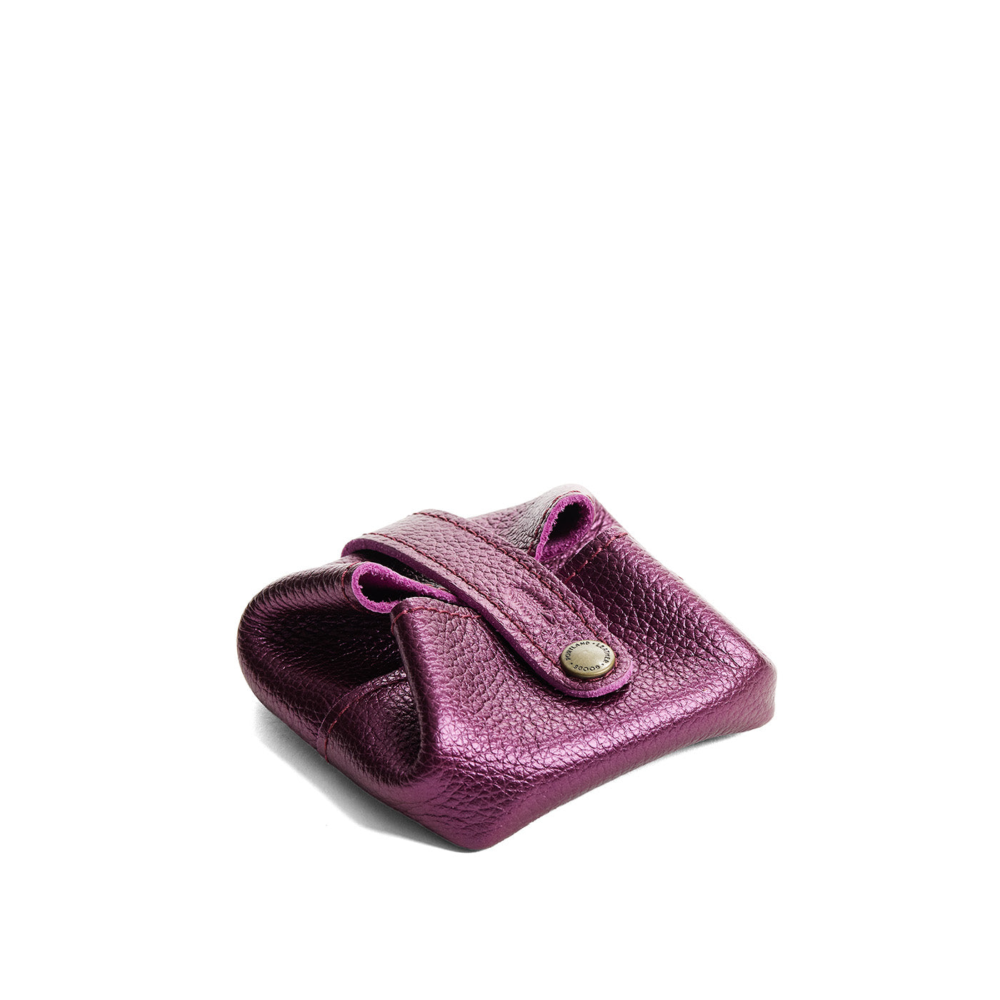 Ultra Violet | Foldable square leather pouch with snap closure closed