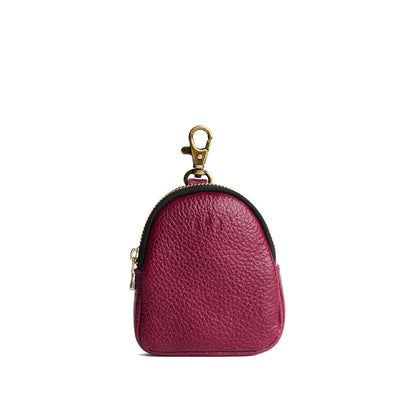 Orchid | Leather keychain pouch with zipper top, swivel lobster clasp, and debossed emblem of three PLG trees