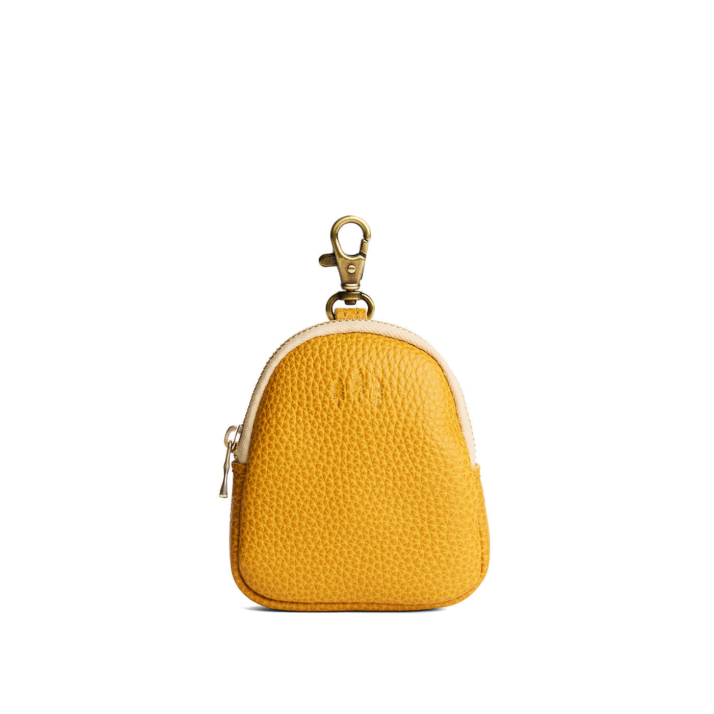 Sunshine | Leather keychain pouch with zipper top, swivel lobster clasp, and debossed emblem of three PLG trees