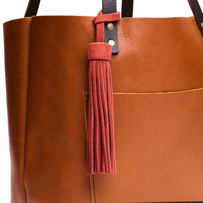 Cinnabar*Jumbo | Fringed leather tassel with leather loop