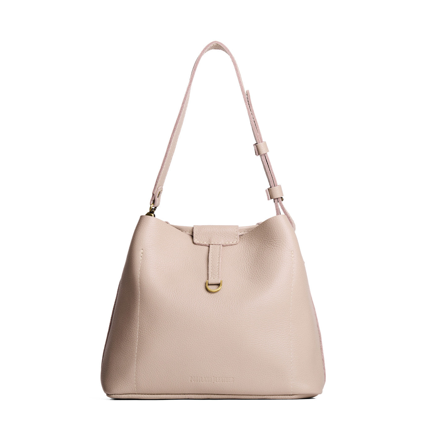 Oatmilk*Large | Symmetrical leather bag with leather drawstring closure and adjustable shoulder strap