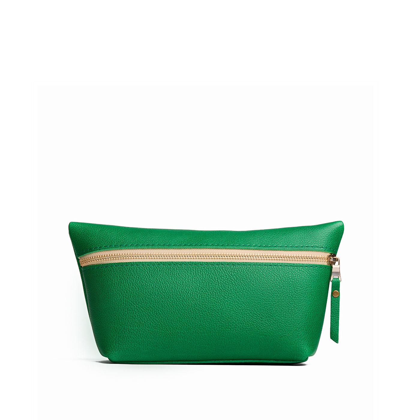 Jolly Green*Large | Large leather makeup bag with zipper