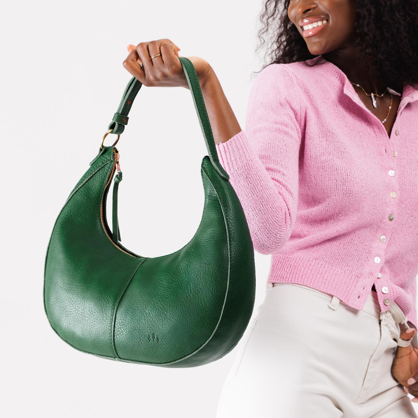 Bacalar*Large | Large crescent shaped shoulder bag with zipper closure and adjustable strap