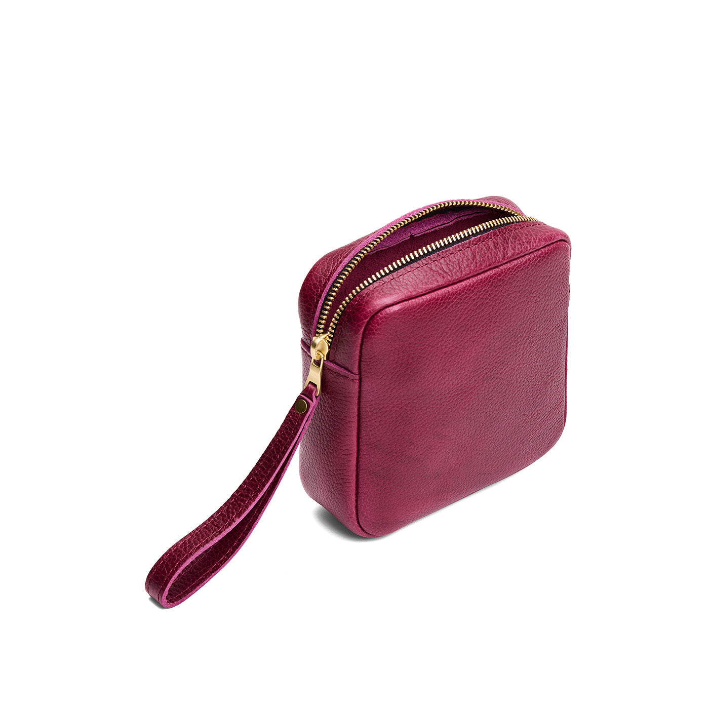Orchid | Square shaped pouch with zipper opening, wristlet, and front pocket