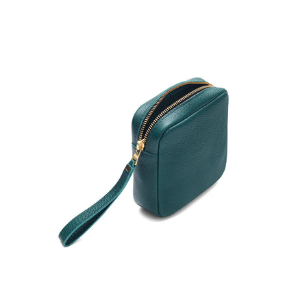 Sea Glass | Square shaped pouch with zipper opening, wristlet, and front pocket