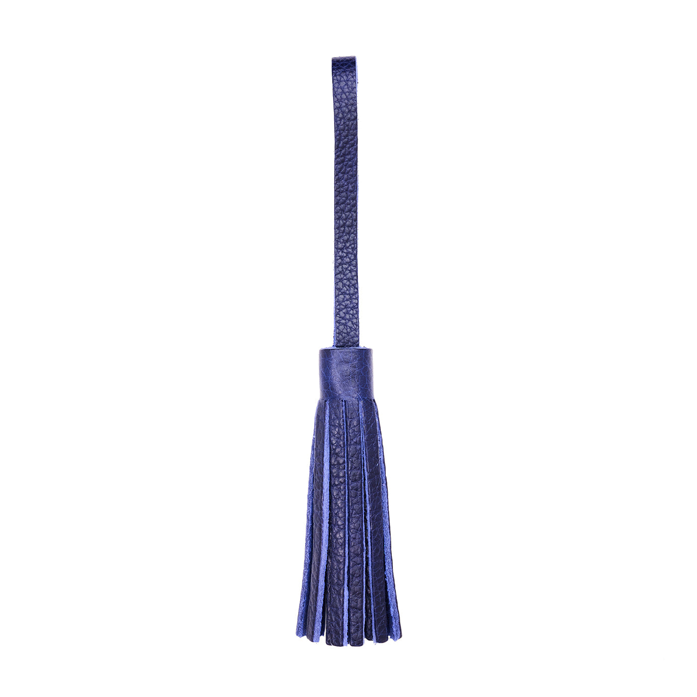 Cobalt*Large | Fringed leather tassel with leather loop