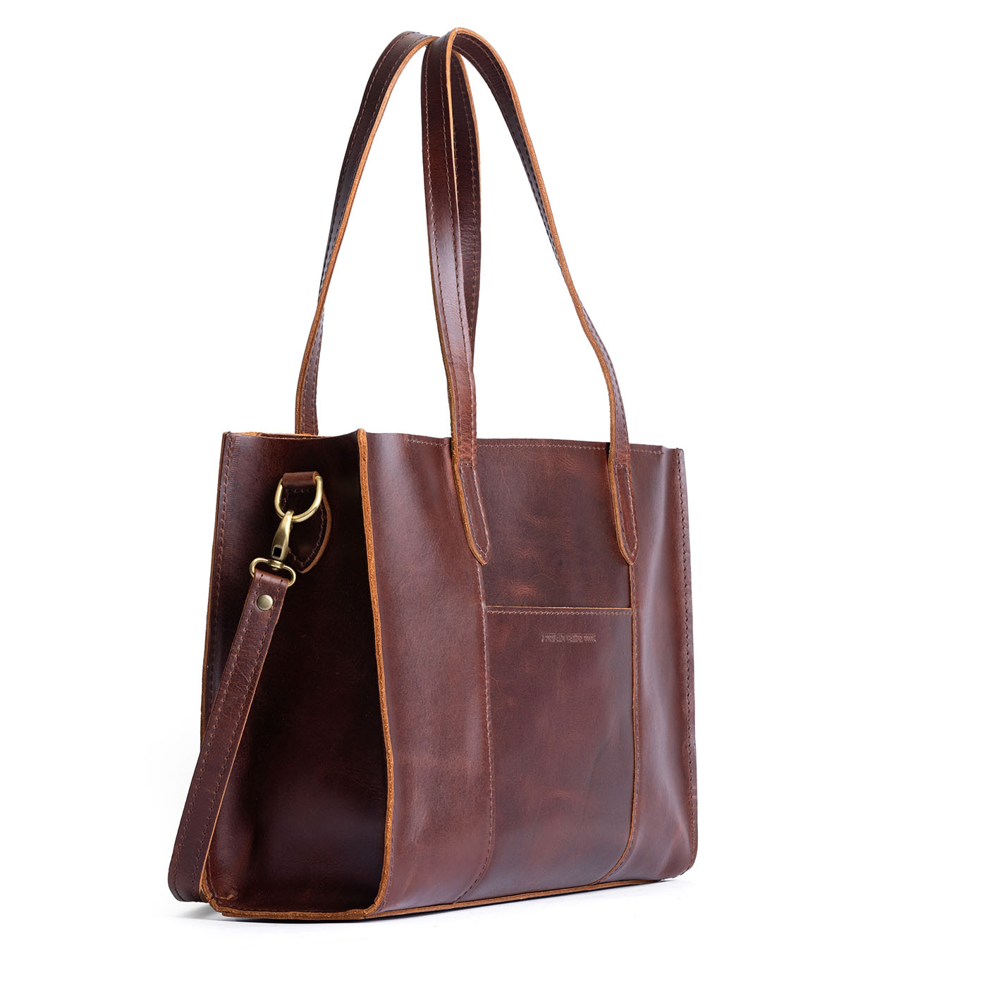 Timber*East/West | Structured wide tote bag with overlapping panels and crossbody strap