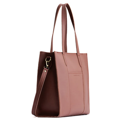 Sunkissed*North/South | Structured large tote bag with overlapping panels and crossbody strap