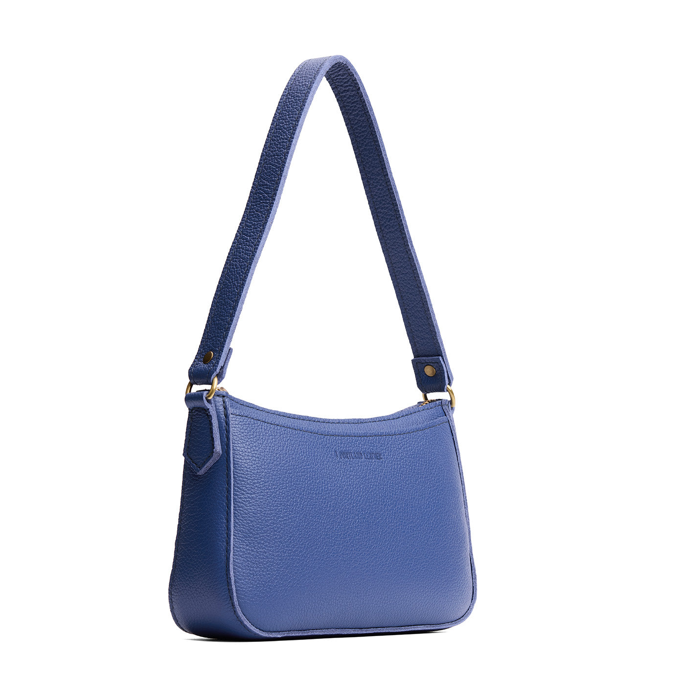 Molino Blue*Small | Petite bean shaped shoulder bag with a zipper closure